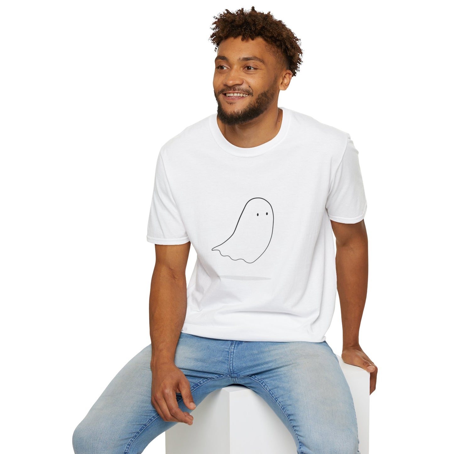 Casual Haunt Ghost T-Shirt - White Softstyle Unisex Tee