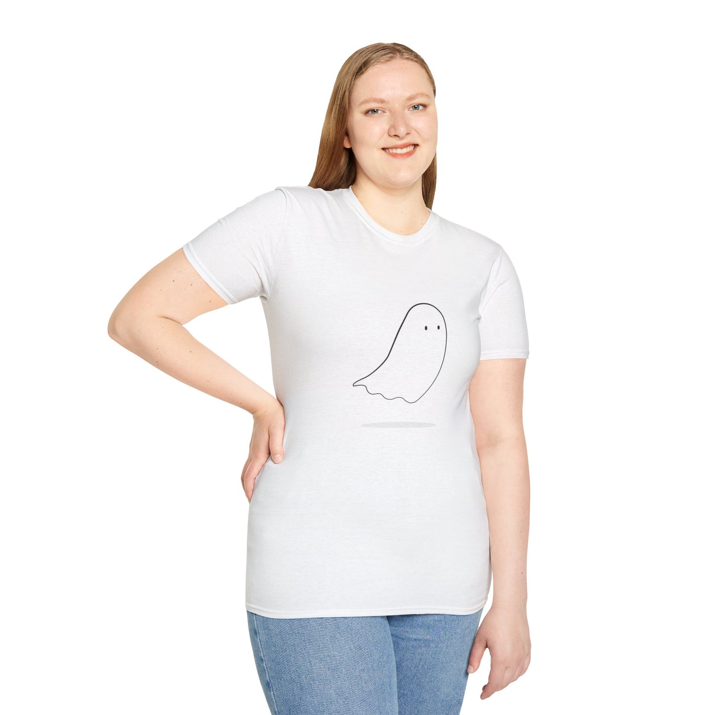 Casual Haunt Ghost T-Shirt - White Softstyle Unisex Tee