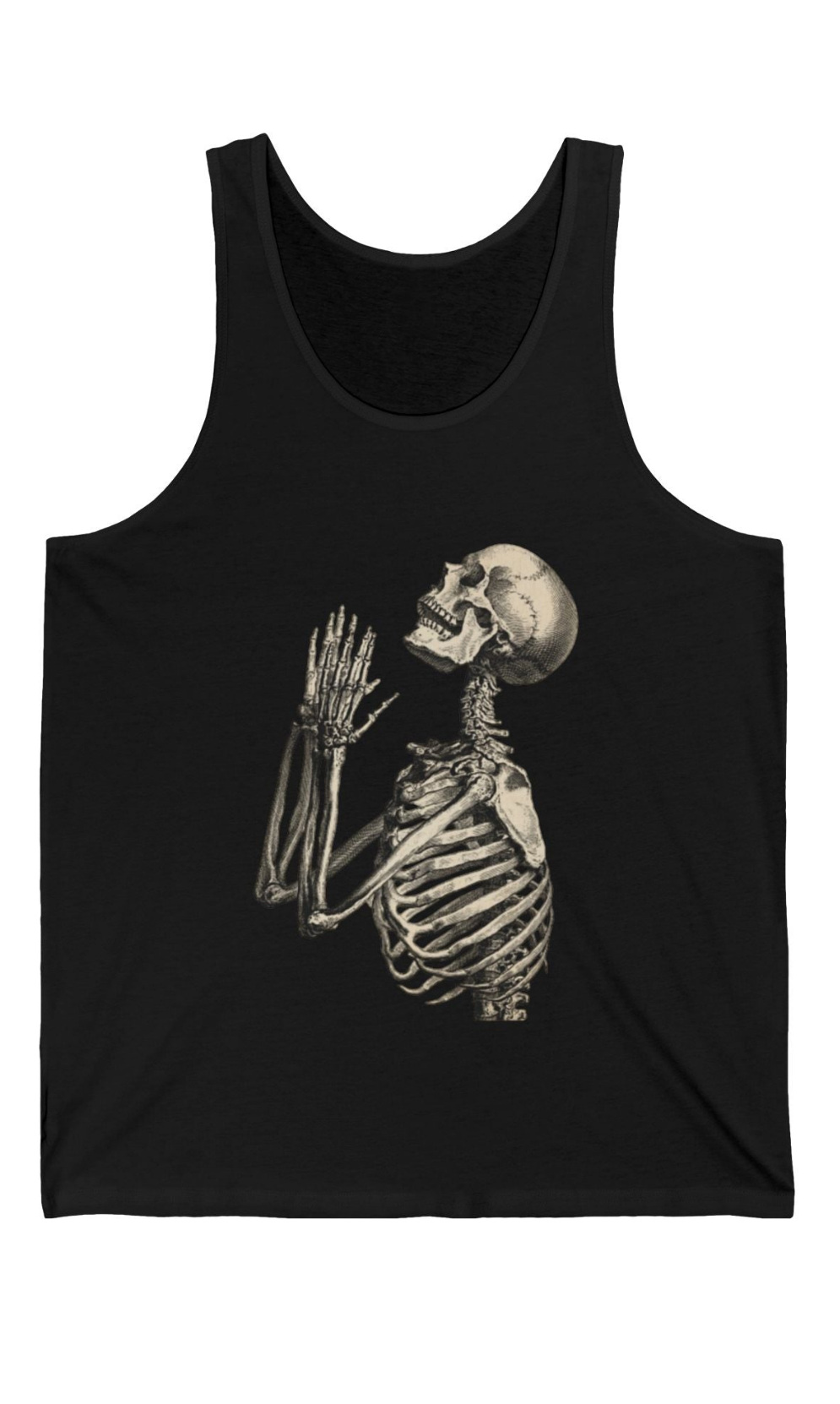 Praying Skeleton Tank Top-Threads from the Crypt