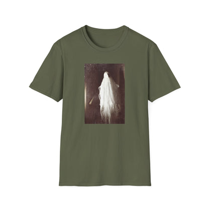 Ethereal Haunting - Ghost  image Cotton T-Shirt - Green - Softstyle Unisex-Threads from the Crypt