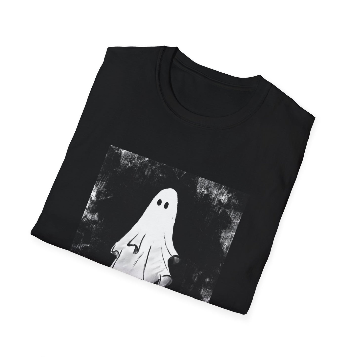 My Spooky Friend - Ghost Image - Unisex  Cotton T-Shirt - Black-Threads from the Crypt