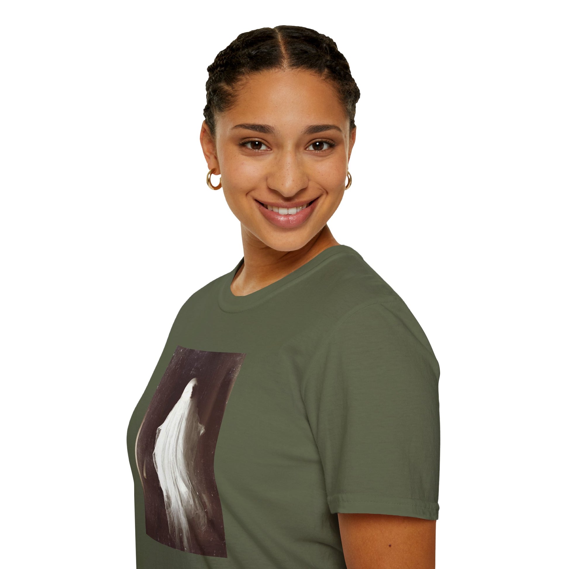 Ethereal Haunting - Ghost  image Cotton T-Shirt - Green - Softstyle Unisex-Threads from the Crypt
