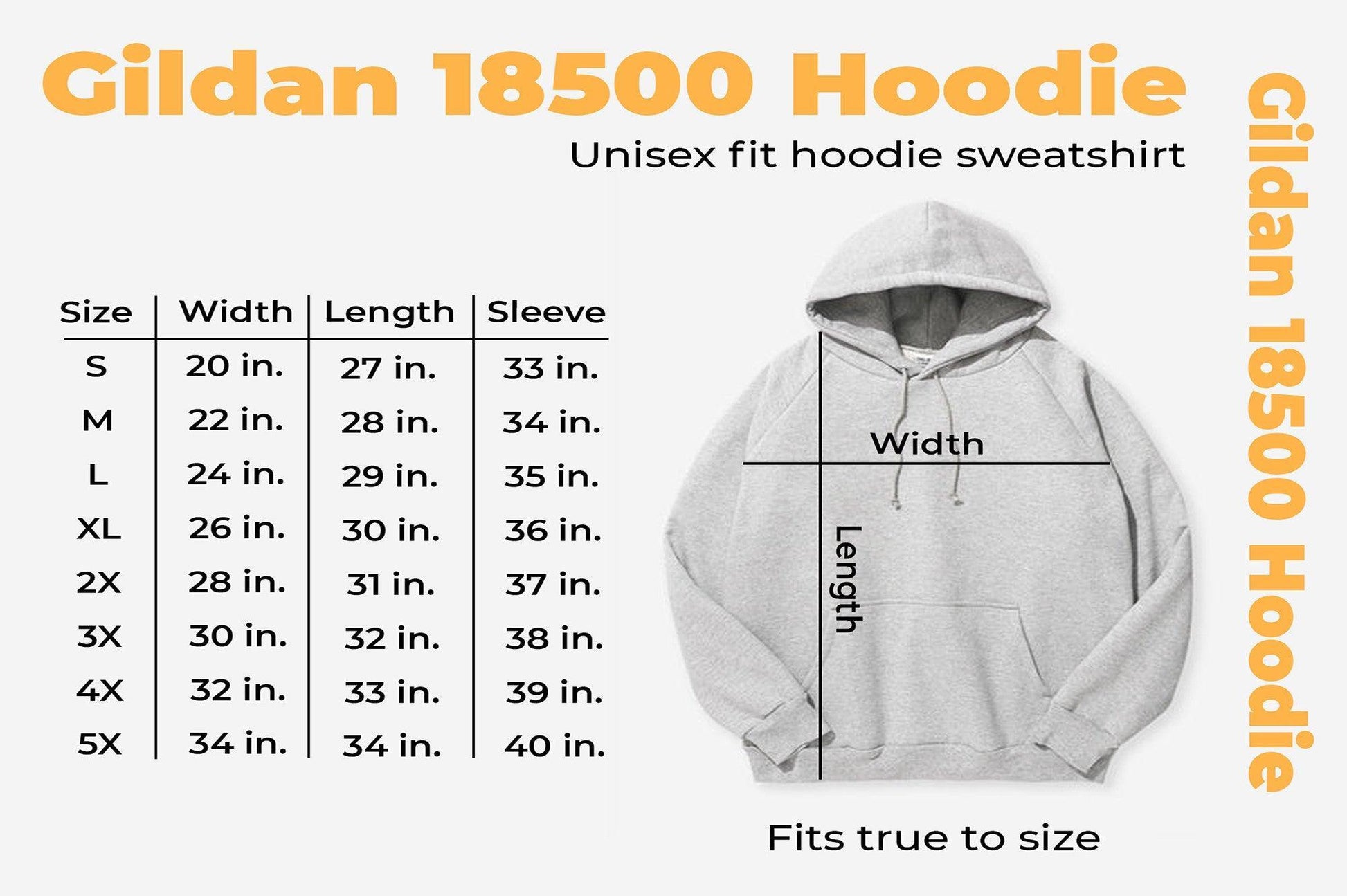 Sizing Chart - Hoodies